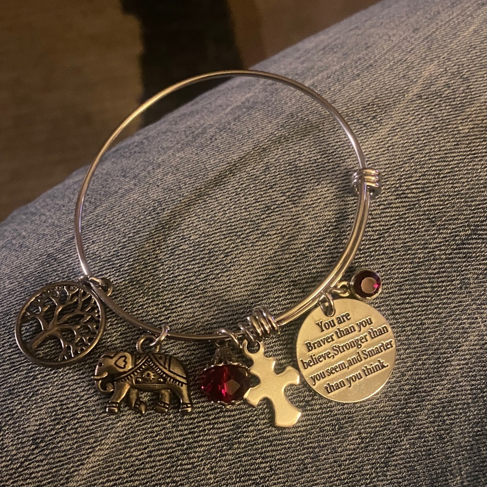 Silvertone Charm Bracelet with Red Accents